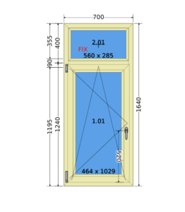 Windows Tilt and Turn Classic No Muntin – 700 x 1640 – Polar Oak