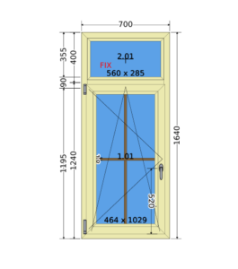 Windows Tilt and Turn Classic Gold Muntin Type A – 700 x 1640 – Polar Oak