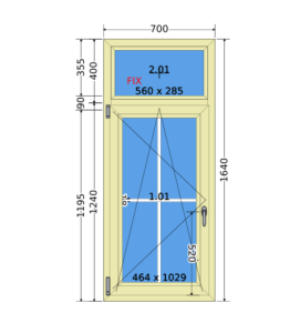 Windows Tilt and Turn Classic White Muntin Type A – 700 x 1640 – Polar Oak