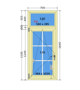 Windows Tilt and Turn Classic White Muntin Type B – 700 x 1640 – Polar Oak