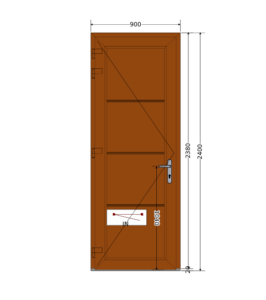 Door Classic with Composed Pane  – 900 x 2400 – Golden oak