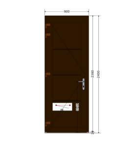 Door Classic with Composed Pane  – 900 x 2400 – Dark oak